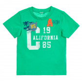 Βαμβακερό μπλουζάκι με απλικέ και επιγραφή, πράσινο Benetton 229581 