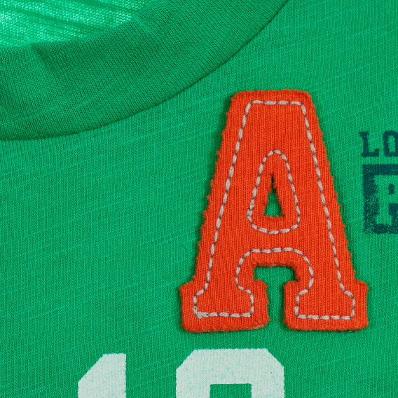 Βαμβακερό μπλουζάκι με απλικέ και επιγραφή, πράσινο Benetton 229582 2