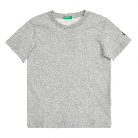 Βαμβακερό μπλουζάκι με το λογότυπο της μάρκας, σε γκρι χρώμα Benetton 229611 
