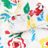 Βαμβακερή μπλούζα με σούφρες και λουλουδάτο μοτίβο, λευκό Benetton 229640 3