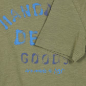 Βαμβακερή μπλούζα με κοντά μανίκια και επιγραφή, σε πράσινο χρώμα Benetton 229687 6