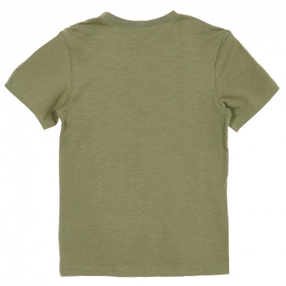 Βαμβακερή μπλούζα με κοντά μανίκια και επιγραφή, σε πράσινο χρώμα Benetton 229688 7
