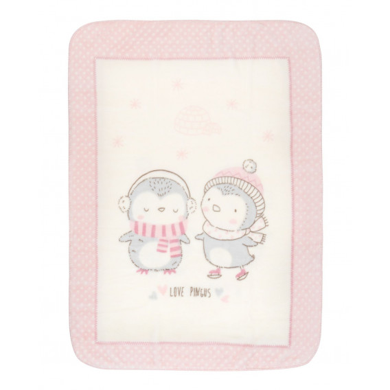 80x110 cm Μαλακή κουβέρτα μωρού Love Pingus, ροζ Kikkaboo 229708 