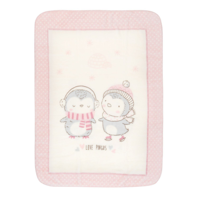 80x110 cm Μαλακή κουβέρτα μωρού Love Pingus, ροζ  229708