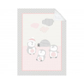 Μαλακή κουβέρτα μωρού 80x110 εκ με sherpa, με την οικογένεια Penguin, ροζ Kikkaboo 229718 