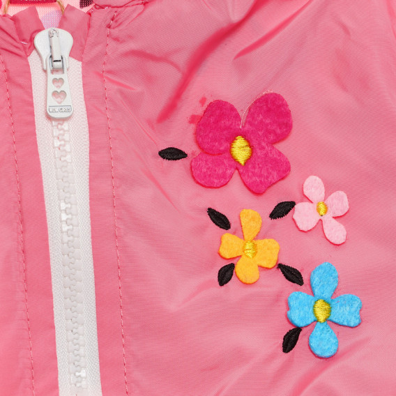 Μπουφάν με κουκούλα και floral τύπωμα, ροζ Midimod 229970 2