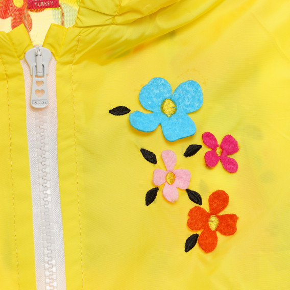 Μπουφάν με κουκούλα και floral τύπωμα, κίτρινο Midimod 229974 2