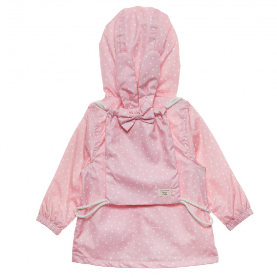 Μπουφάν με κουκκίδες με τύπωμα και τσάντα για μωρά, ροζ Midimod 230176 4