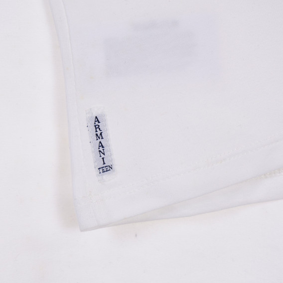 Λευκό, βαμβακερό, μακρυμάνικο μπλουζάκι, με τυπωμένα σχέδια στο μπροστινό μέρος, για κορίτσι Armani 230276 3