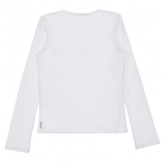 Λευκό, βαμβακερό, μακρυμάνικο μπλουζάκι, με τυπωμένα σχέδια στο μπροστινό μέρος, για κορίτσι Armani 230277 4