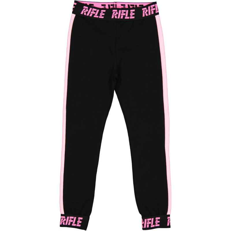 Βαμβακερό αθλητικό παντελόνι με ροζ λεπτομέρειες και το λογότυπο της μάρκας, μαύρο  230889