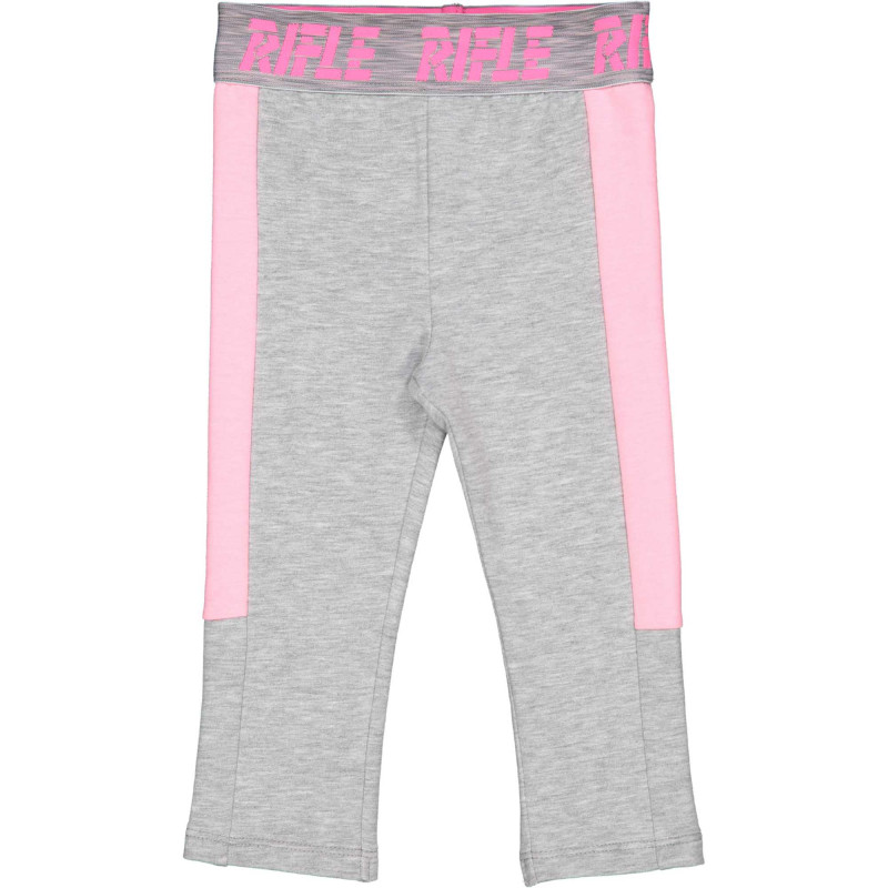 Βαμβακερό αθλητικό παντελόνι με ροζ λεπτομέρειες για μωρά, γκρι  230900