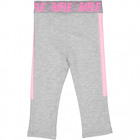 Βαμβακερό αθλητικό παντελόνι με ροζ λεπτομέρειες για μωρά, γκρι Rifle 230901 2