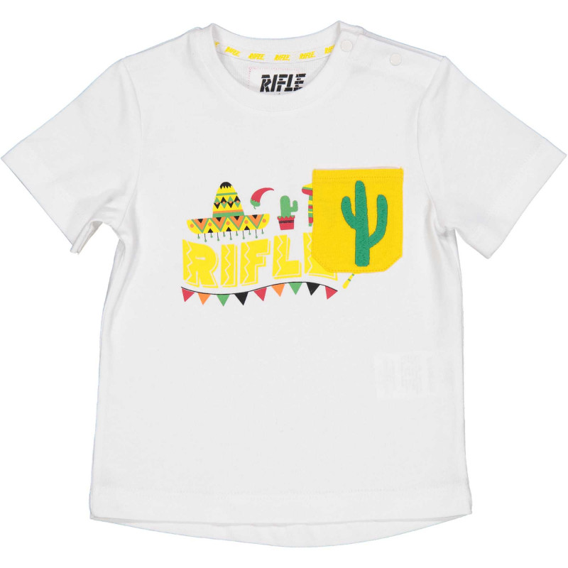 Βαμβακερό μπλουζάκι με τύπωμα και τσέπη για μωρά, λευκό  230938