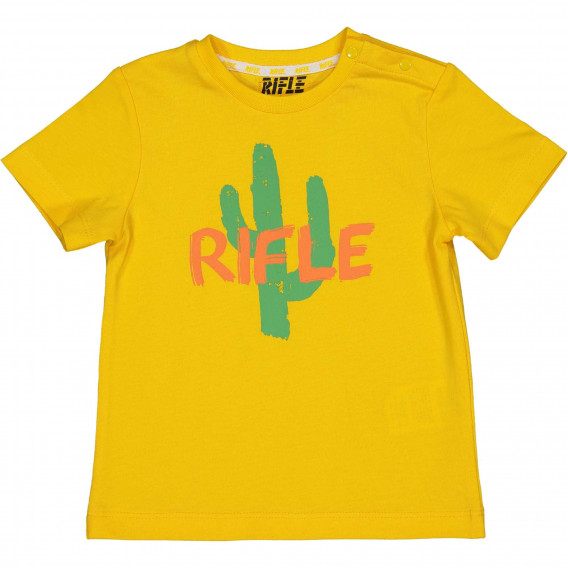 Βαμβακερό μπλουζάκι με τύπωμα κάκτου για μωρά, κίτρινο Rifle 230940 