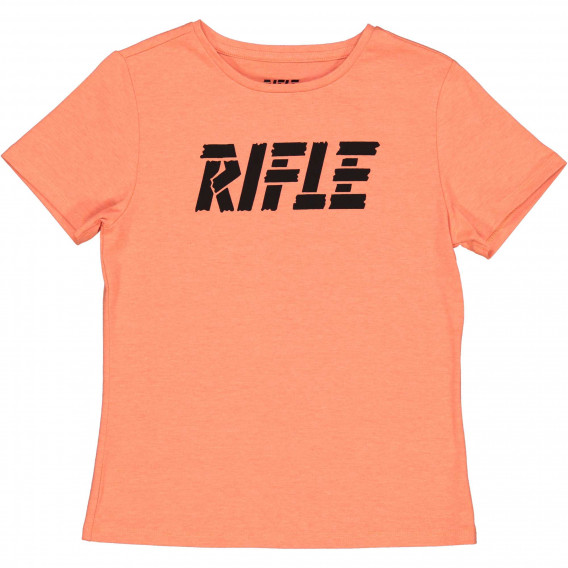 Βαμβακερό μπλουζάκι με το λογότυπο της μάρκας, σε χρώμα ροδάκινου Rifle 230950 
