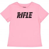 Βαμβακερό μπλουζάκι με το λογότυπο της μάρκας, ανοιχτό ροζ Rifle 230952 