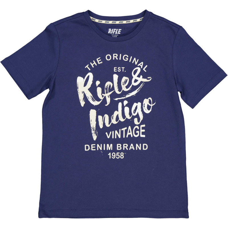 Βαμβακερό μπλουζάκι με τύπωμα και λογότυπο της μάρκας, σκούρο μπλε  230954