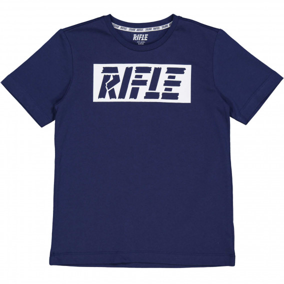 Βαμβακερό μπλουζάκι με το λογότυπο της μάρκας σε σκούρο μπλε  Rifle 230958 