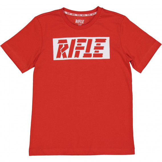 Βαμβακερό μπλουζάκι με το λογότυπο της μάρκας σε κόκκινο χρώμα Rifle 230960 