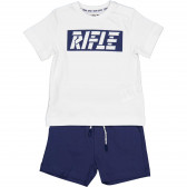 Σετ με βαμβακερό μπλουζάκι και σορτς για μωρά σε λευκό και μπλε χρώμα Rifle 230995 