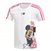 Βαμβακερό μπλουζάκι με τύπωμα Minnie Mouse σε λευκό χρώμα Adidas 231138 