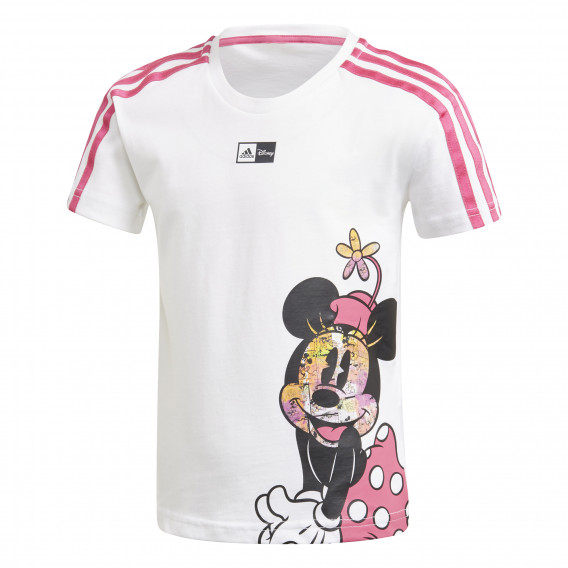 Βαμβακερό μπλουζάκι με τύπωμα Minnie Mouse σε λευκό χρώμα Adidas 231138 