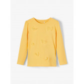 Βιολογική βαμβακερή μπλούζα με κορδέλες για ένα μωρό, κίτρινο Name it 231262 