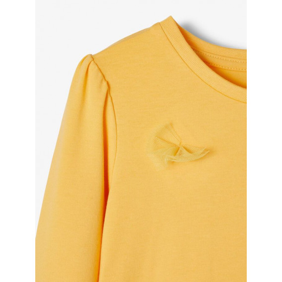Βιολογική βαμβακερή μπλούζα με κορδέλες για ένα μωρό, κίτρινο Name it 231264 3