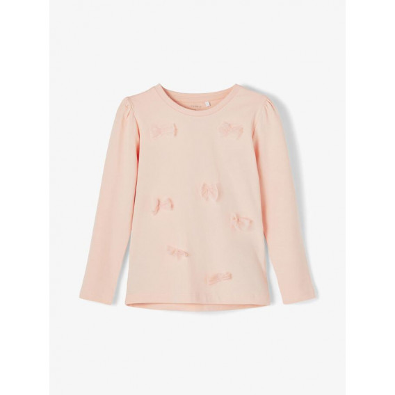 Μπλούζα από οργανικό βαμβάκι με κορδέλες για ένα μωρό, ροζ Name it 231268 
