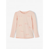 Μπλούζα από οργανικό βαμβάκι με κορδέλες, ροζ Name it 231271 