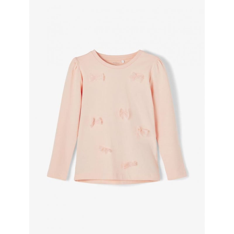 Μπλούζα από οργανικό βαμβάκι με κορδέλες, ροζ  231271