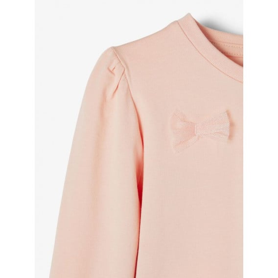 Μπλούζα από οργανικό βαμβάκι με κορδέλες, ροζ Name it 231273 3