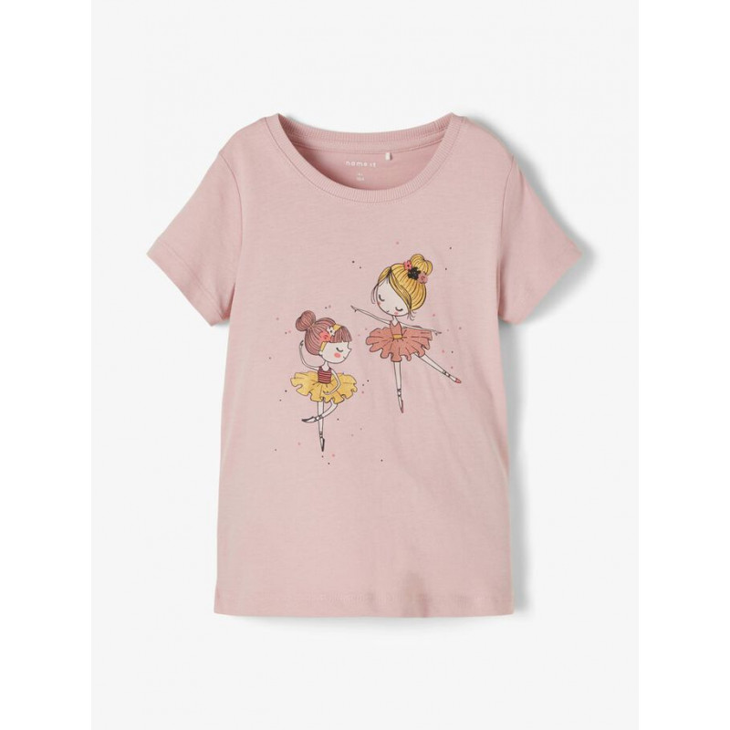 Μπλουζάκι από οργανικό βαμβάκι με λεζάντα, ροζ  231289