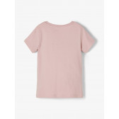 Μπλουζάκι από οργανικό βαμβάκι με λεζάντα, ροζ Name it 231290 2
