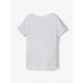 Μπλουζάκι από οργανικό βαμβάκι με γραφικό σχέδιο, σε λευκό Name it 231296 2