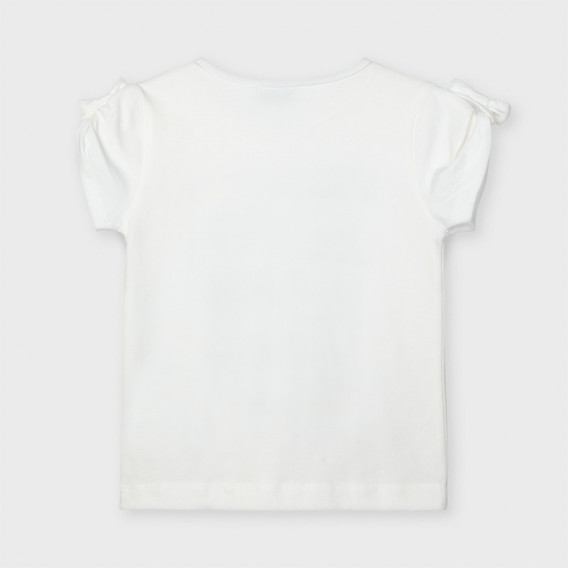 Βαμβακερό μπλουζάκι με κορδέλες στα μανίκια, σε λευκό Mayoral 231320 2