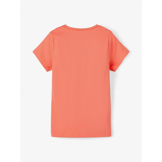 Μπλουζάκι από οργανικό βαμβάκι με λεζάντα, χρώμα κοραλλί Name it 231355 2