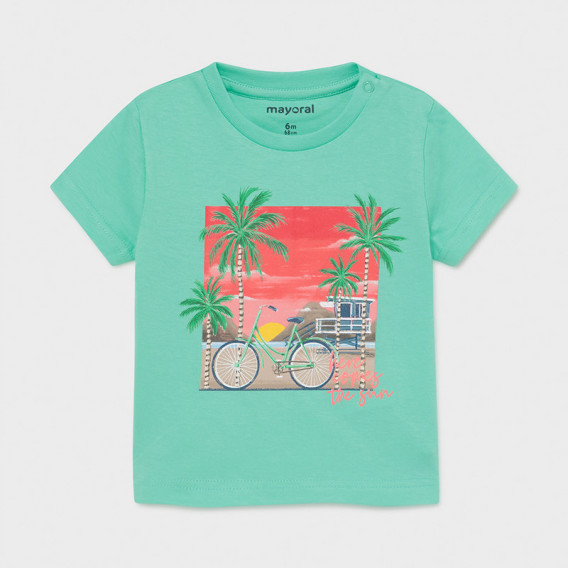 Βαμβακερό μπλουζάκι με γραφική εκτύπωση για μωρό, με μπλε χρώμα Mayoral 231419 