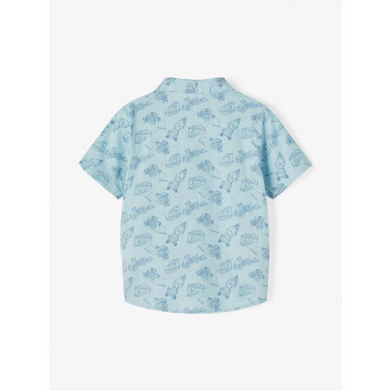Βαμβακερό πουκάμισο με γραφική εκτύπωση, γαλάζιο Name it 231423 2
