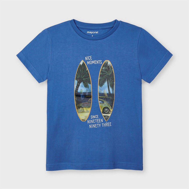 Βαμβακερό μπλουζάκι με γραφική εκτύπωση σε μπλε χρώμα  231476