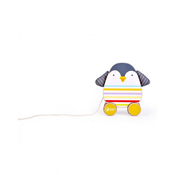 Ξύλινος πιγκουίνος με σχοινί για τράβηγμα Classic World 231581 