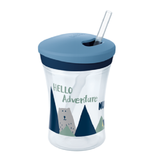 Κύπελλο πολυπροπυλενίου με καλαμάκι, Hello Adventure, μπλε, 230 ml NUK 231964 