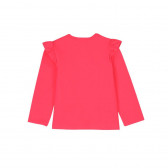 Βαμβακερή, μακρυμάνικη μπλούζα με βολάν στους ώμους, σε ροζ χρώμα Boboli 232 2