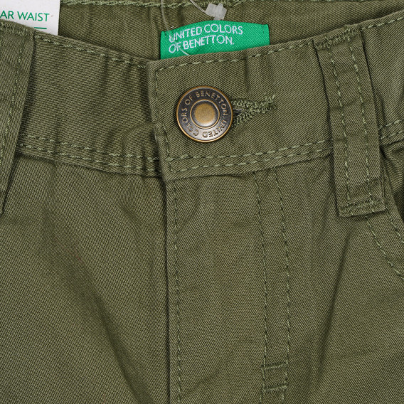 Βαμβακερό σορτς με πλαϊνές τσέπες, σκούρο πράσινο Benetton 232146 2
