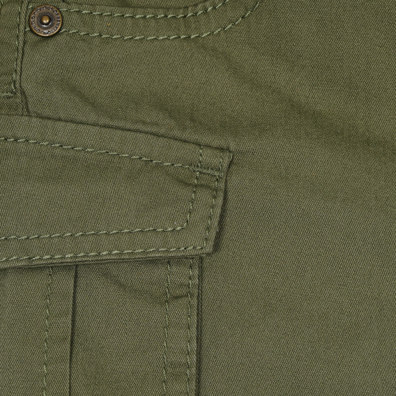 Βαμβακερό σορτς με πλαϊνές τσέπες, σκούρο πράσινο Benetton 232147 3