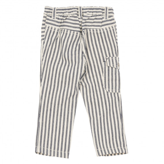 Βαμβακερό παντελόνι με λευκές-μπλε λωρίδες με πλαϊνή τσέπη για μωρό Benetton 232204 4