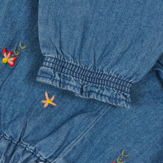Βαμβακερό παντελόνι με floral ραφτά για μωρό, μπλε Benetton 232233 3