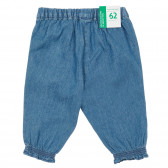 Βαμβακερό παντελόνι με floral ραφτά για μωρό, μπλε Benetton 232234 4