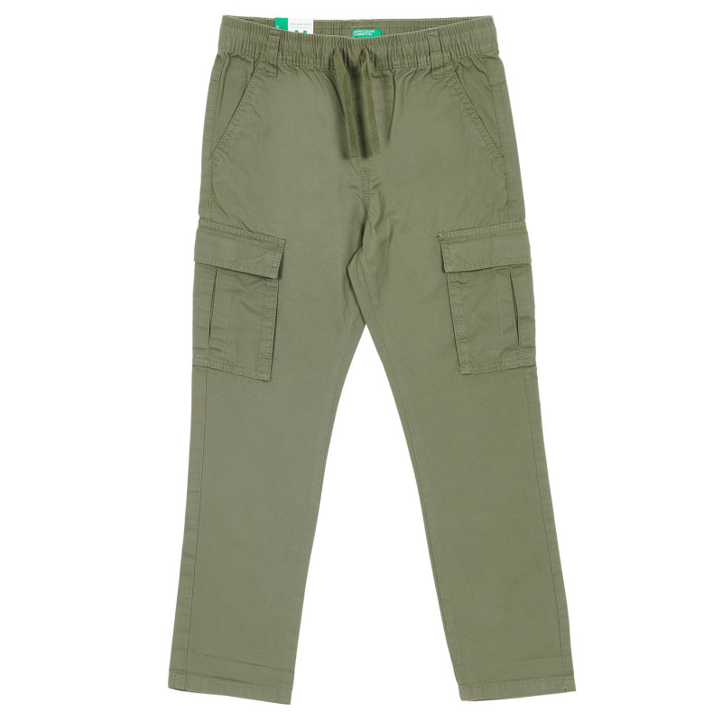 Βαμβακερό παντελόνι με πλαϊνές τσέπες, σκούρο πράσινο  232287